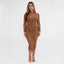 Coffee Mesh Midi Dress w/ Bra Detail