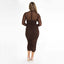 Espresso Mesh Ruched Midi Dress w/ Bra Detail