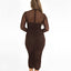 Espresso Mesh Ruched Midi Dress w/ Bra Detail