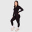 ZIP UP LONG SLEEVE JUMPSUIT - BLACK