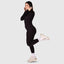 ZIP UP LONG SLEEVE JUMPSUIT - BLACK
