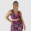 Pink camo gym bra and pink camo gym leggings. Shop ladies fitness clothes online. Pair with grey gym leggings or wear as a set.