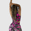 Pink camo gym bra and pink camo gym leggings. Shop ladies fitness clothes online. Pair with grey gym leggings or wear as a set.