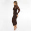 Espresso Mesh Ruched Midi Dress w/ Bra Detail I MESH Dress with Bottom I See through Dress