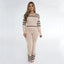 Evelyn Stripe Knit Collar Top And Pants Set I Knitted Long Sleeve Set I Knitted Comfy Set