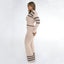 Evelyn Stripe Knit Collar Top And Pants Set I Knitted Long Sleeve Set I Knitted Comfy Set